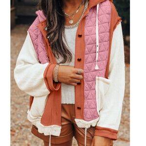 Colorblock Quilted Hooded Jacket